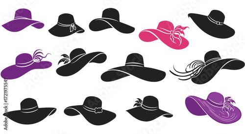 Collection of various hats in different shapes and colors.