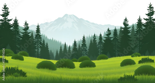 cartoon valley with forest, animated forest landscape, cartoon sunny forest, cartoon wild nature, cartoon animal habitat background, cartoon tropical forest, cartoon forest path illustration, cartoon 