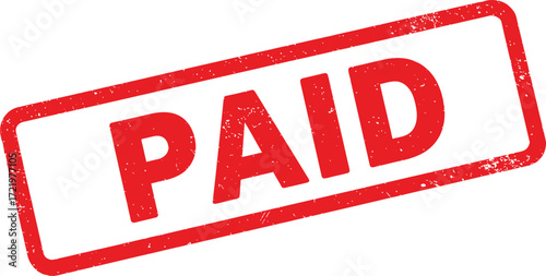 Red rubber stamp graphic with the word paid clearly visible for financial transactions isolated on transparent background
