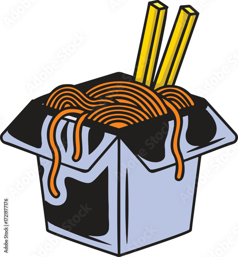 Noodle box with chopsticks