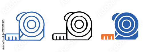 Measurement tape icon. Tape measure icon. Roulette construction symbol. Vector illustration. 
