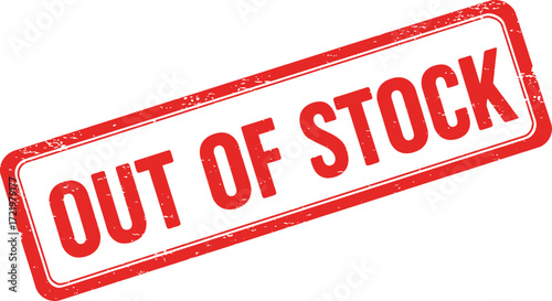 Red out of stock stamp sign graphic message indicating product unavailability isolated on transparent background