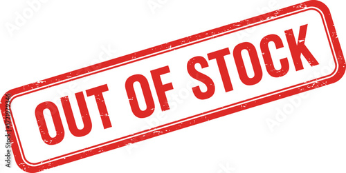 Out of stock rubber stamp symbol indicating product availability status and retail warning isolated on transparent background
