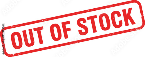 Out of stock stamp graphic for retail business and inventory management isolated on transparent background