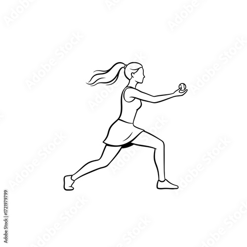 Vector art of woman playing tennis
