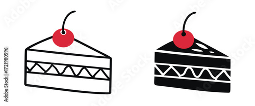 Check this handy glyph style icon of cake slice with cherry topping 