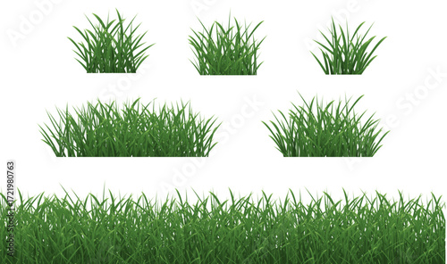 Grass Borders Set With Isolated White Background