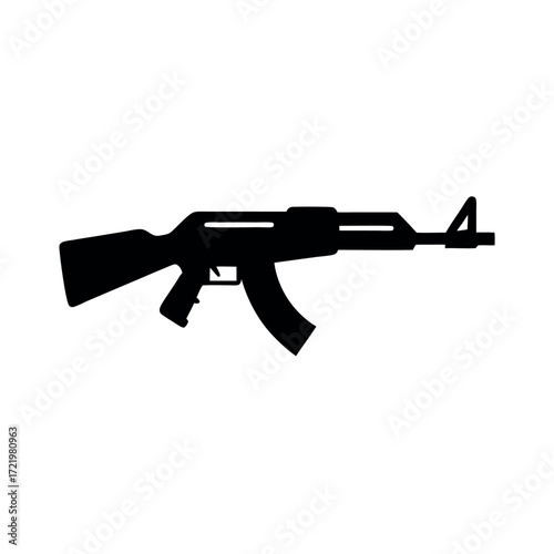 Minimal Glyph Assault Rifle Silhouette Vector Illustration