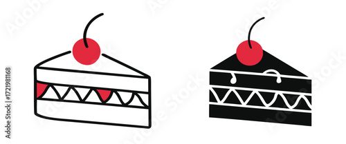 Check this handy glyph style icon of cake slice with cherry topping 