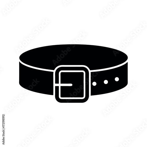 Minimal Glyph Belt Stencil Icon with Buckle Vector Illustration