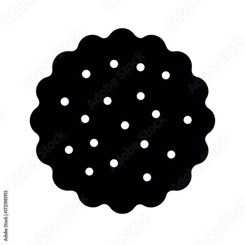 Minimal Glyph Biscuit Cracker with Scalloped Edges Vector Illustration