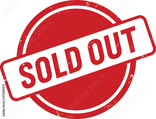 Sold out stamp graphic design element for retail sales and event announcements isolated on transparent background