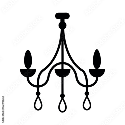 Minimal Glyph Chandelier with Three Arms Vector Illustration