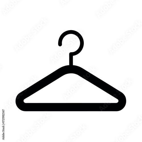 Minimal Glyph Clothes Coat Hanger with Curved Shoulder Vector Illustration