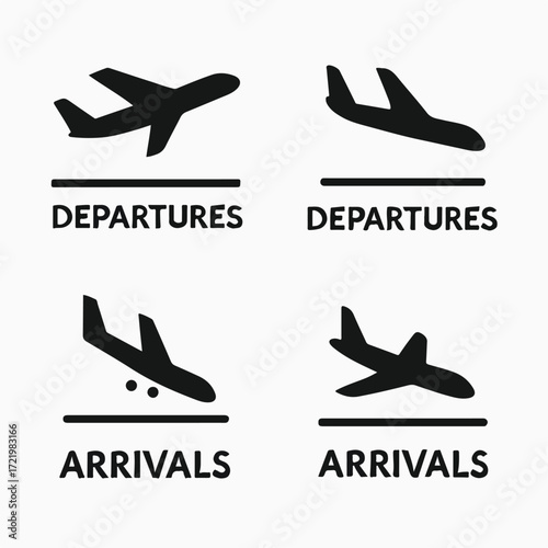 arrival and departure of airplane vector