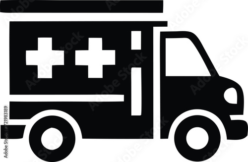 Ambulance icon representing emergency medical services and healthcare transportation for patient rescue operations