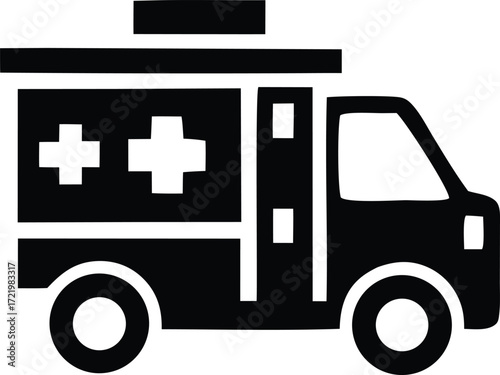 Ambulance icon emergency medical vehicle hospital transport service healthcare rescue symbol aid assistance vehicle