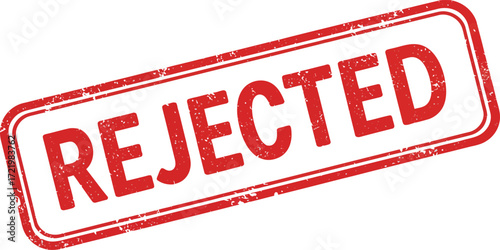 Rejected stamp graphic red text bold outline isolated approval not granted business document isolated on transparent background