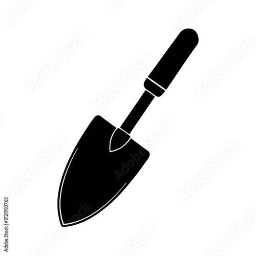 Minimal Glyph Garden Hand Trowel with Pointed Blade Vector Illustration