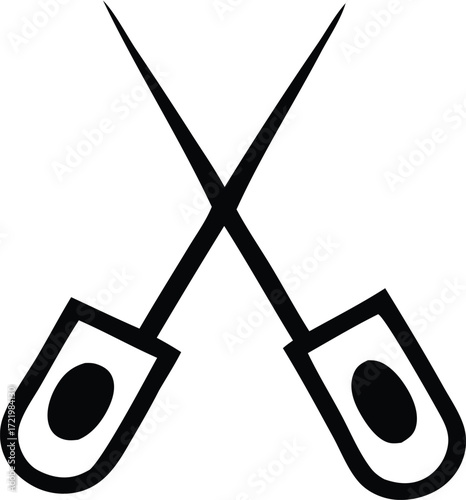 Two safety pins crossed iconic symbol clean silhouette simple design useful for various crafting sewing fashion and diy projects