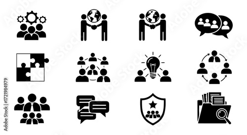 Teamwork Icons Collaboration, Communication & Global Unity