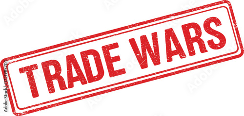 Trade wars stamp design concept for global economic discussions and policy isolated on transparent background