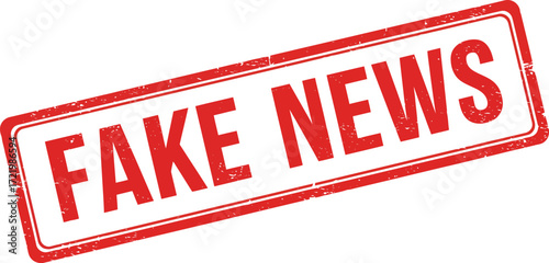 Fake news stamp graphic icon symbol alert warning label concept for disinformation and misinformation isolated on transparent background