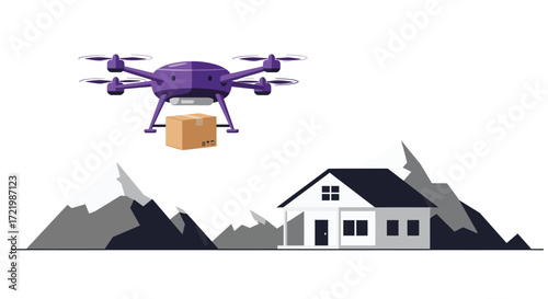 Autonomous drone delivery service over mountainous terrain offering contactless dropoffs