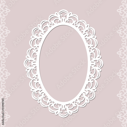 Elegant oval ornamental frame template for laser cutting decorative projects