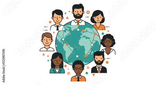 Diverse global team connecting around the world, symbolizing international collaboration and partnerships