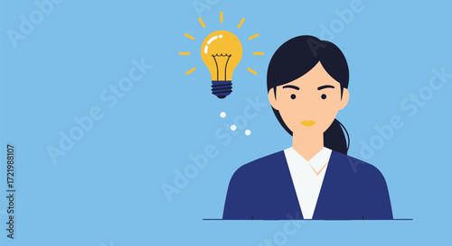 Professional woman with light bulb idea, concept of innovation and insights