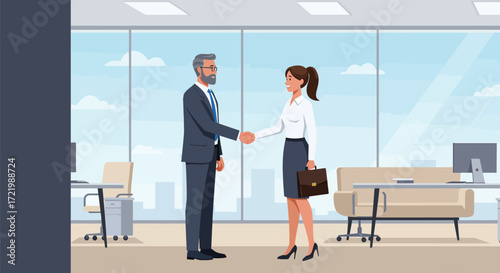 Successful business partnership: Professionals concluding a deal in the office
