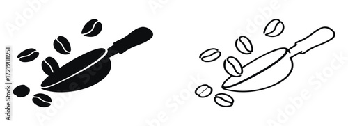 coffee beans scoop design silhouette vector illustration 
