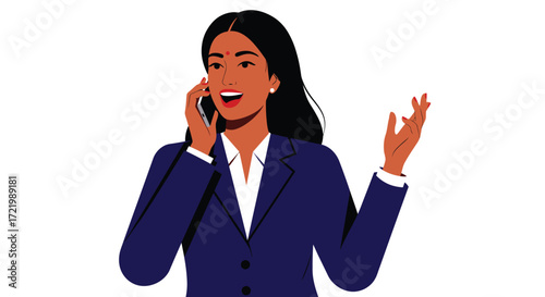 Professional indian businesswoman communicating on mobile phone with confidence