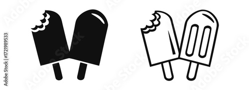 Trendy glyph style icon showing cold popsicle treat 
