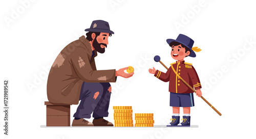 Kindness gesture: Homeless man shares last coin with street performer child