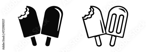 Trendy glyph style icon showing cold popsicle treat 
