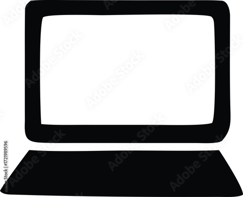 Simple hand drawn laptop icon minimalist digital device symbol technology concept computer graphic