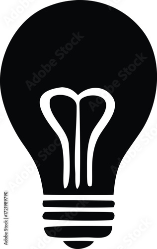 Simple silhouette of a traditional incandescent light bulb symbolizing ideas innovation and creativity
