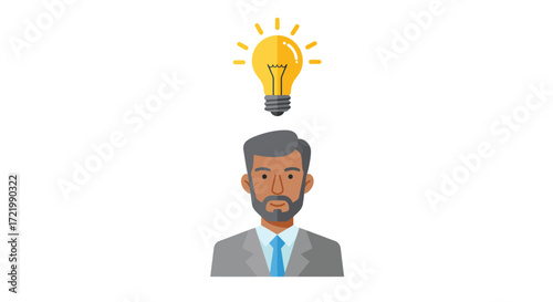 Professional with lightbulb vector showcases innovative business solution