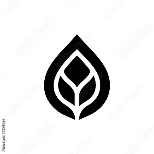 Tea leaf inside a droplet symbolizing artisanal tea culture, mindfulness, and natural wellness.
