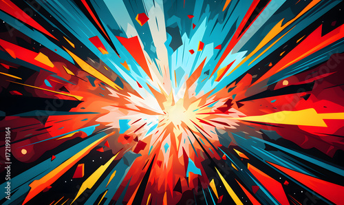 Explosion of vibrant colors radiating outwards from a bright center