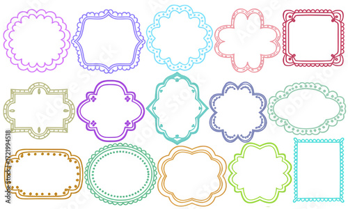A vector set of cute vintage doodle frames and ornate retro labels for scrapbooking and wedding invitations