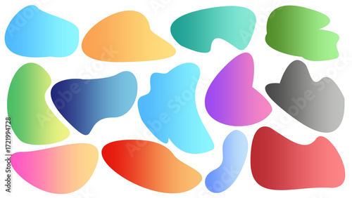 Colorful gradient blobs set cute and playful design for web sticker design