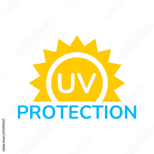 UV protection icon set. UV radiation icon. Ultraviolet symbol. Sun uv protection icons. Vector pictogram of sunscreen spf. Skincare illustration, sign for cosmetics packaging