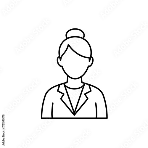 Outline of a young businesswoman in a professional blazer  