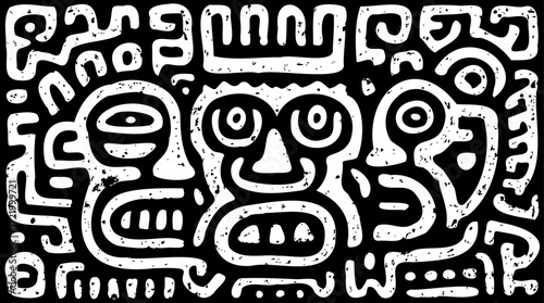 Primitive native Grunge Doodle Mask Graffiti masks