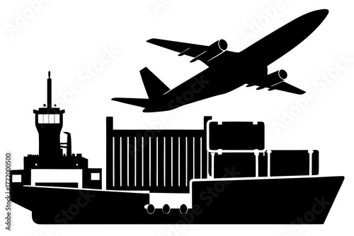 Airplane at Airport Terminal Silhouette