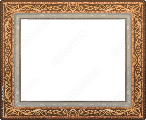 Ornate antique brown and gold picture frame with floral motifs