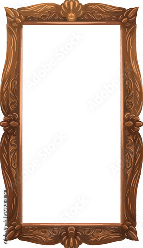 Ornate wooden frame with decorative carvings and shell motifs